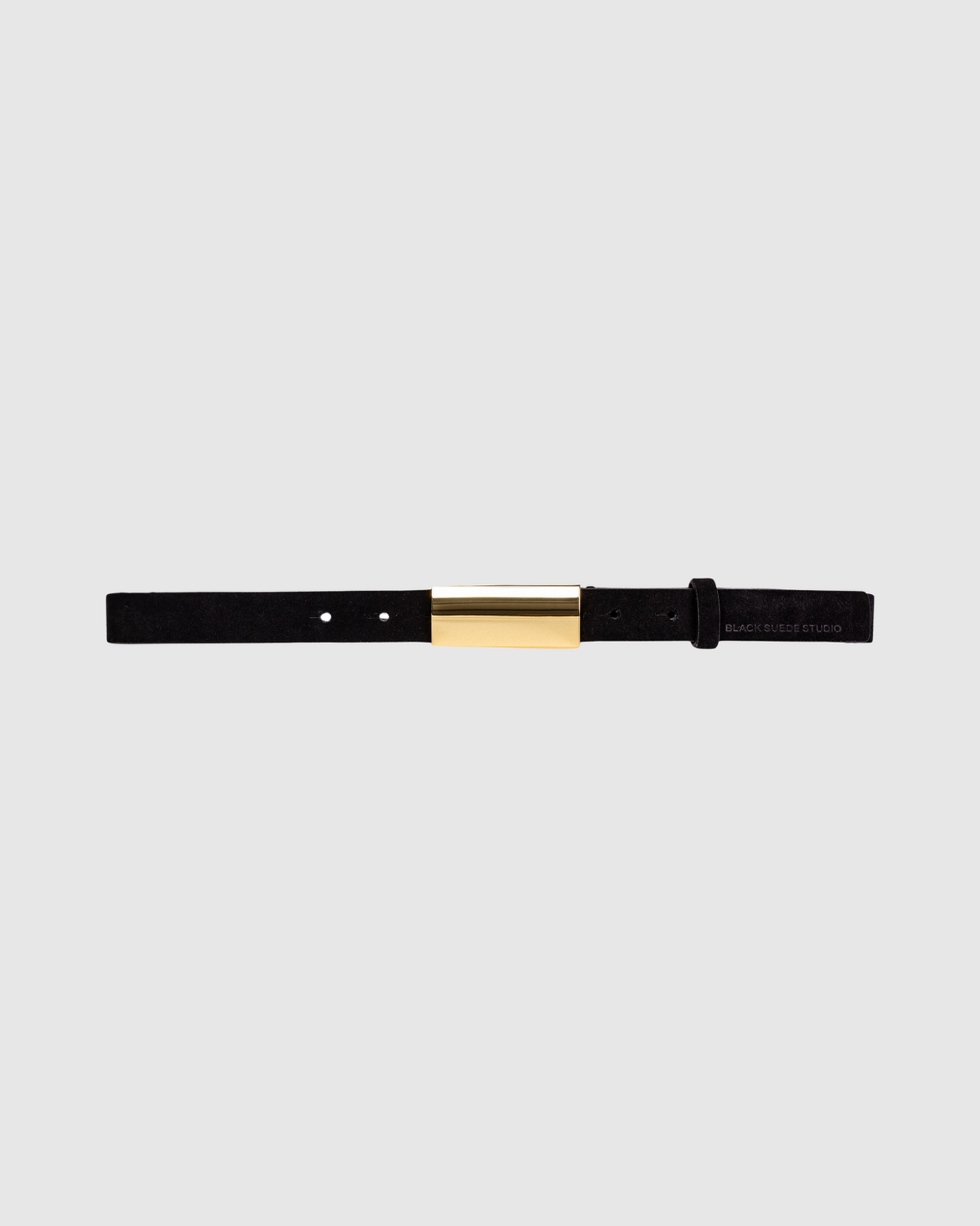 Black Suede Studio Bean Leather Belt - Gold & Black