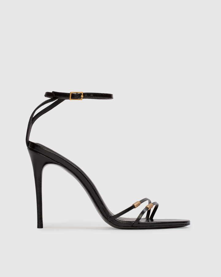 Black Designer Style Faux Suede Heels
