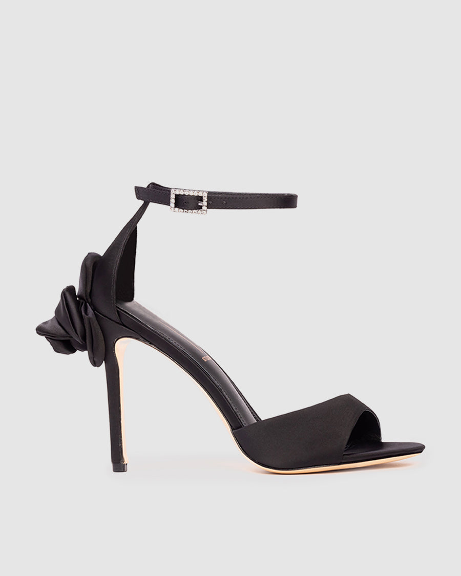 HIGH HEELS SANDALS 80 MM IN BLACK SATIN MIX SUEDUE main image 0